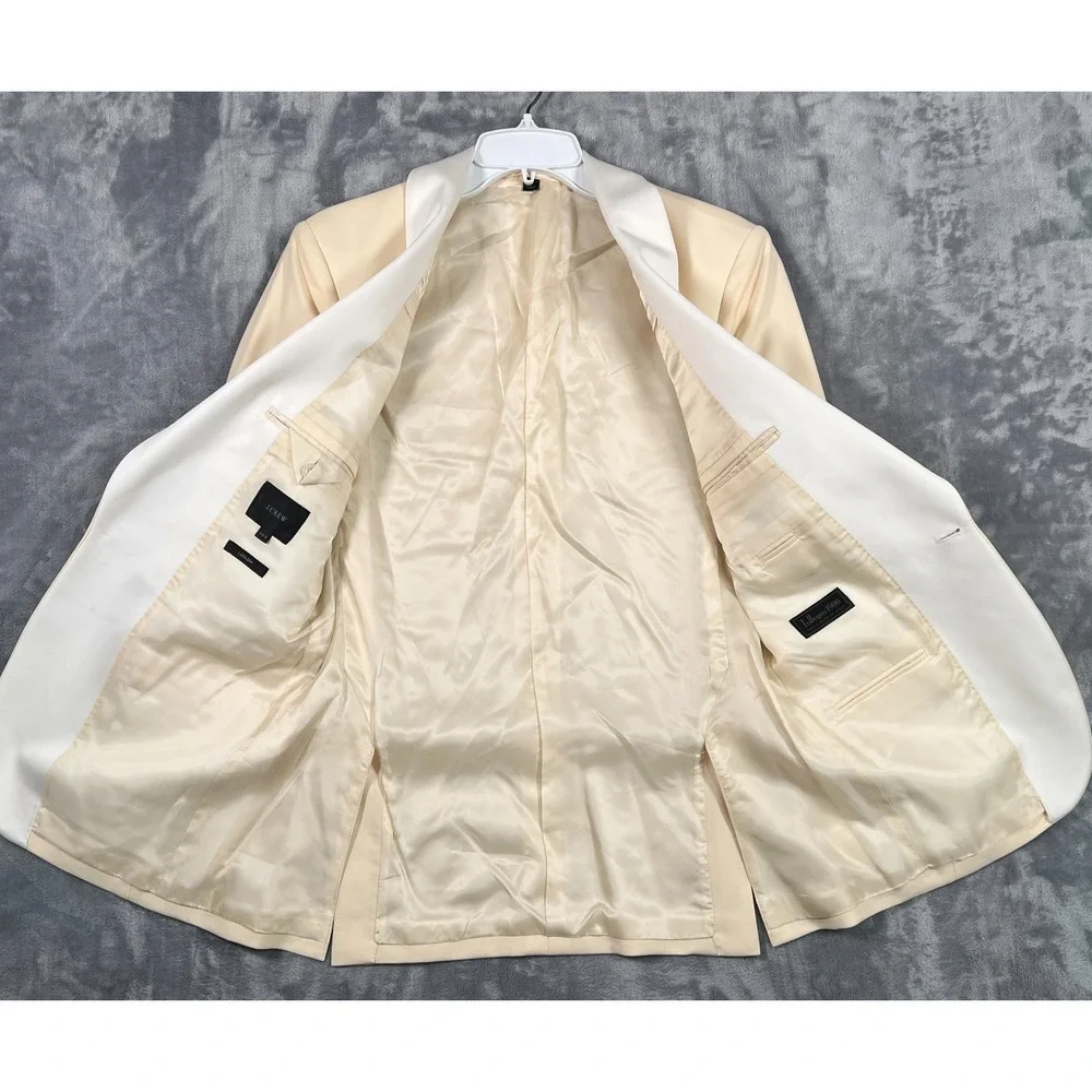 J Crew Ludlow Suit Jacket Mens 36S Short Cream Ivory Blazer Tuxedo Shawl Blazer